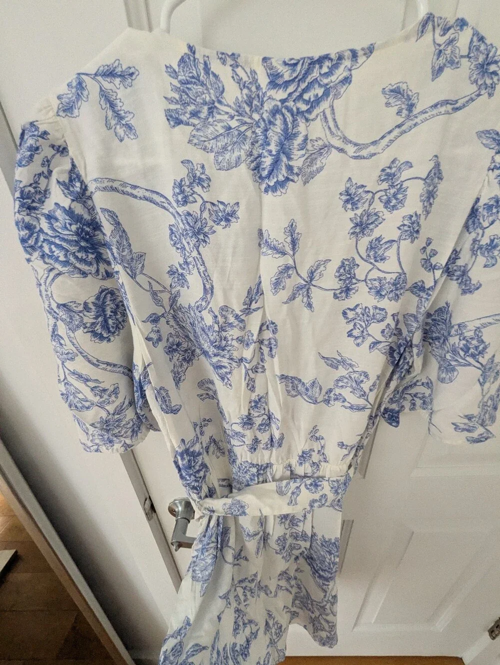 Mango White Dress with Blue Floral Print - Picture 13 of 14